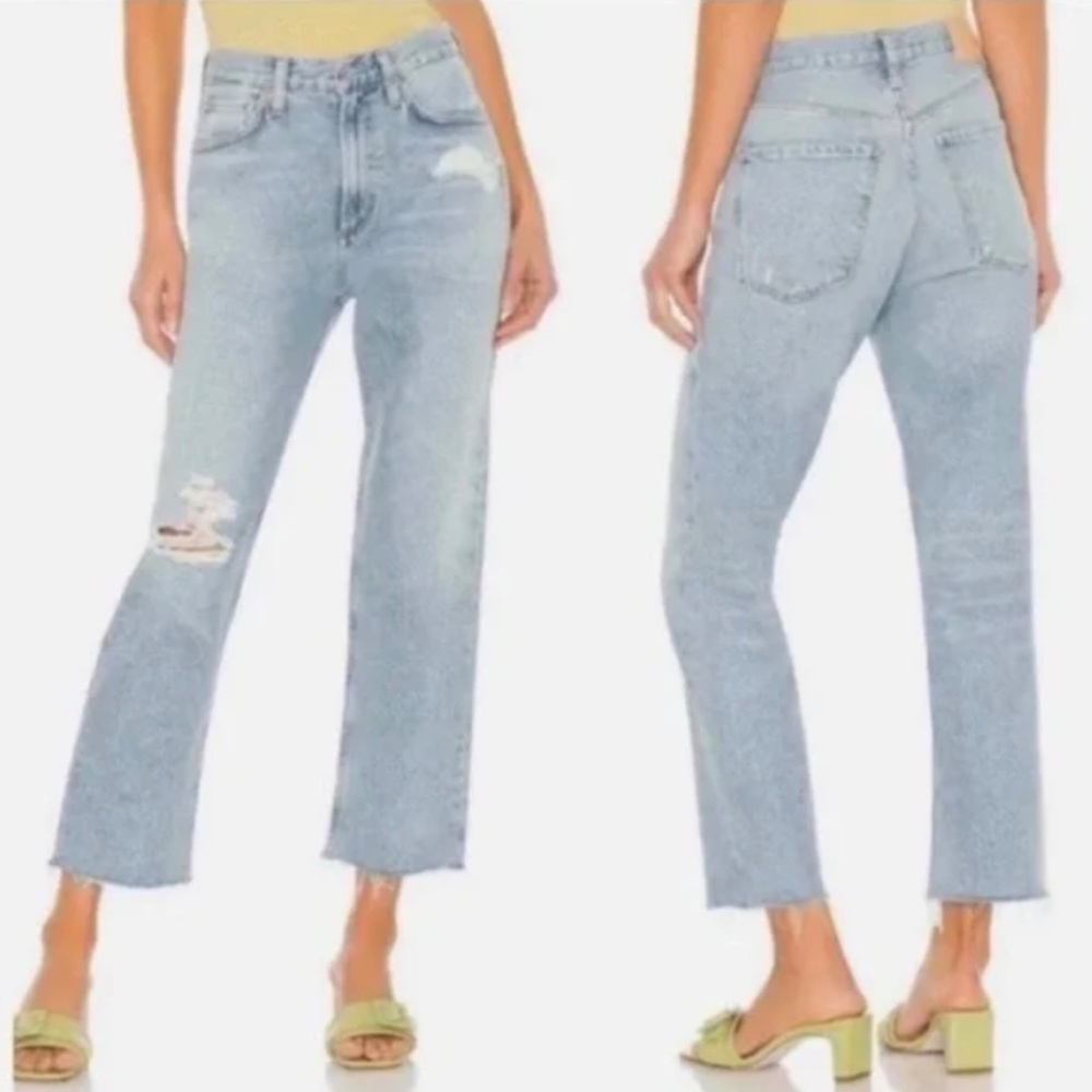 Citizens of Humanity Daphne Crop Jeans 27 Aster Wash High Rise Raw Hem Straight - Picture 3 of 10
